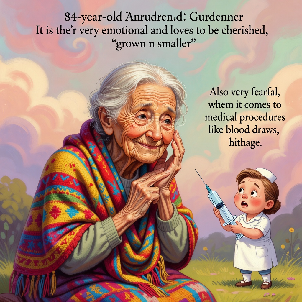 Abuelita ojitos de botón.