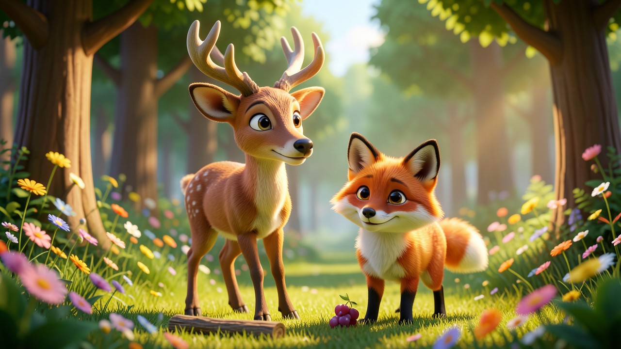 Kurze Fabel vom schlauen Fuchs und dem stolzen Hirsch