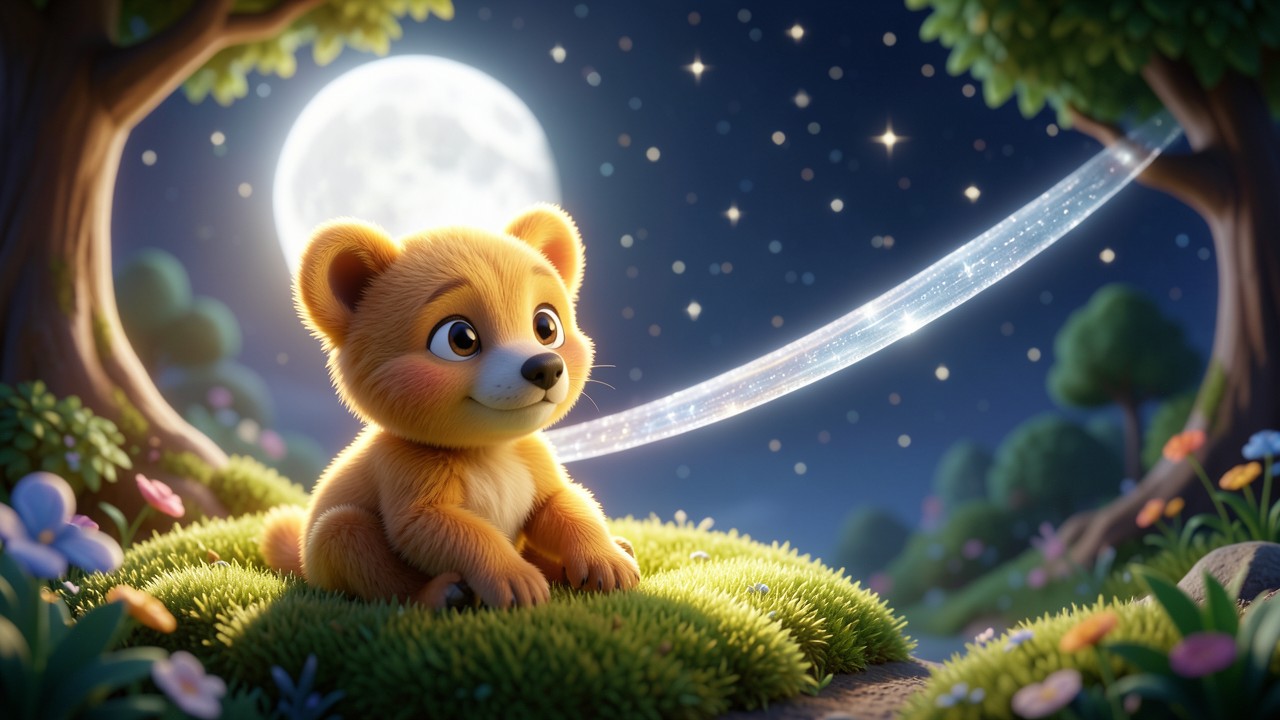 A história para criança de 3 anos dormir: O Soninho da Lua e o Ursinho Sonhador