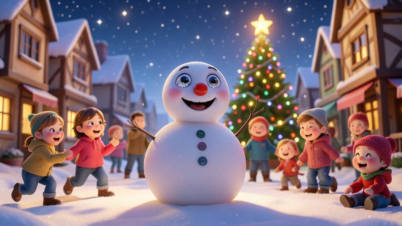 Lustige Weihnachten Geschichte vom Schneemann mit dem Lachen
