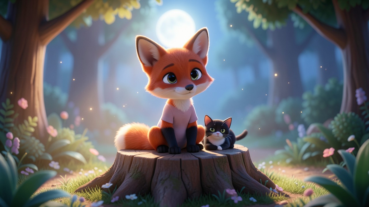 Gute Nacht Kindergeschichte vom kleinen Fuchs und dem Mondlicht