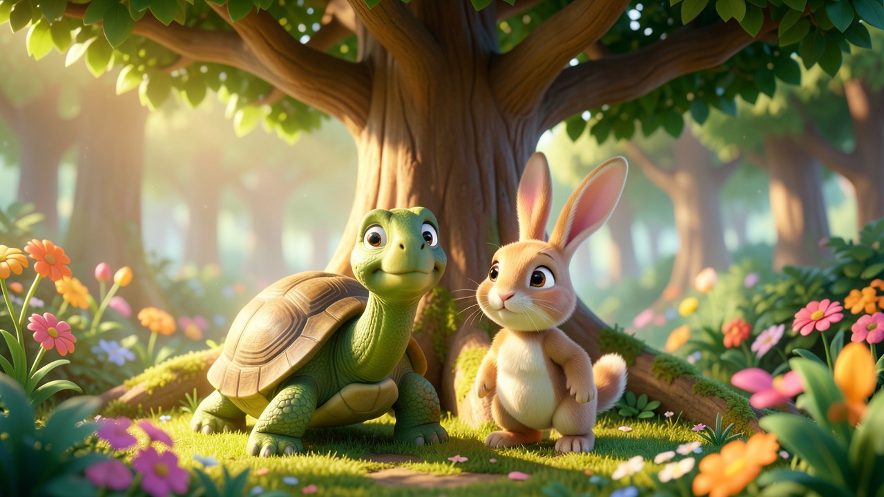 Cuento de la tortuga y el conejo: La carrera de la amistad