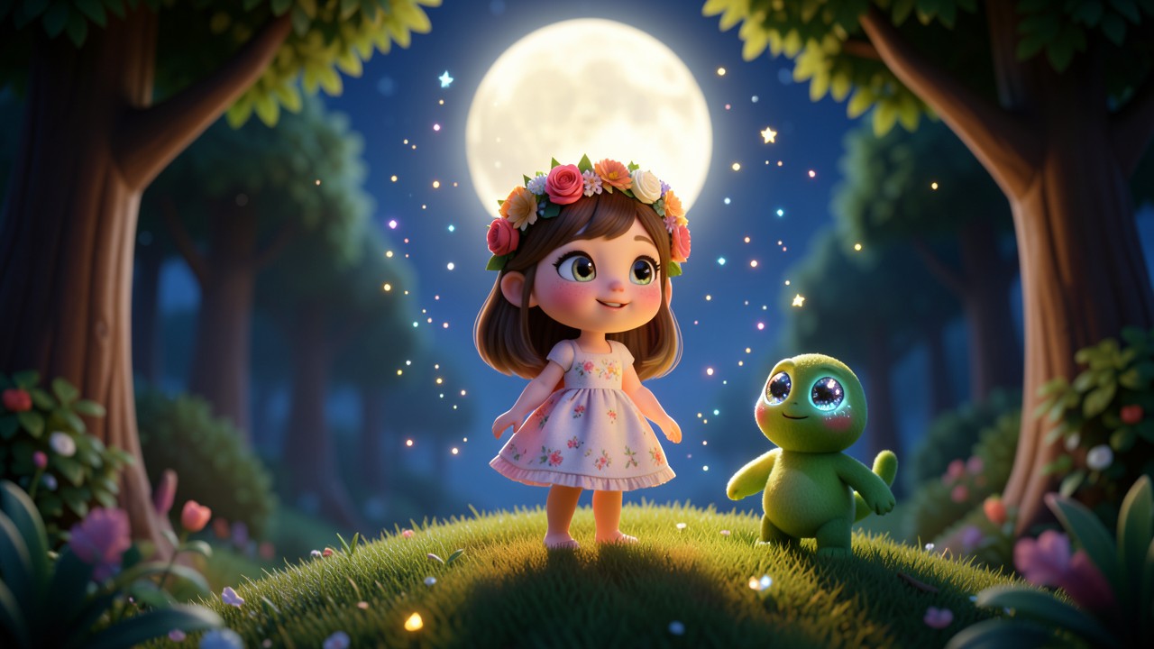 Une bebe histoire de la Lune et des étoiles