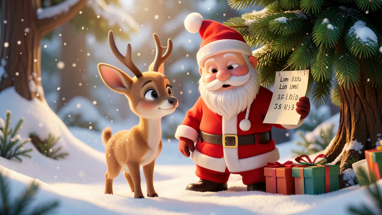 L'histoire noel enfant du petit renne et du père Noël perdu