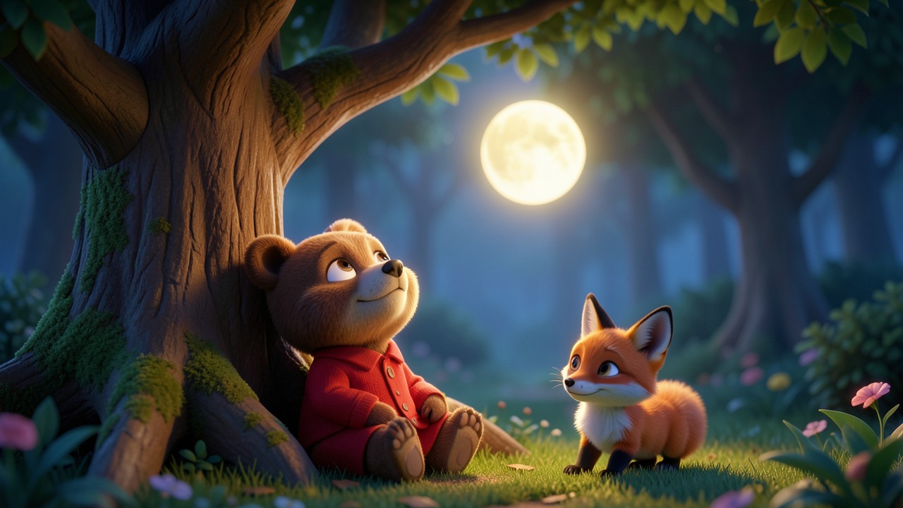 Histoire du soir enfant : Le petit ours et la lune perdue