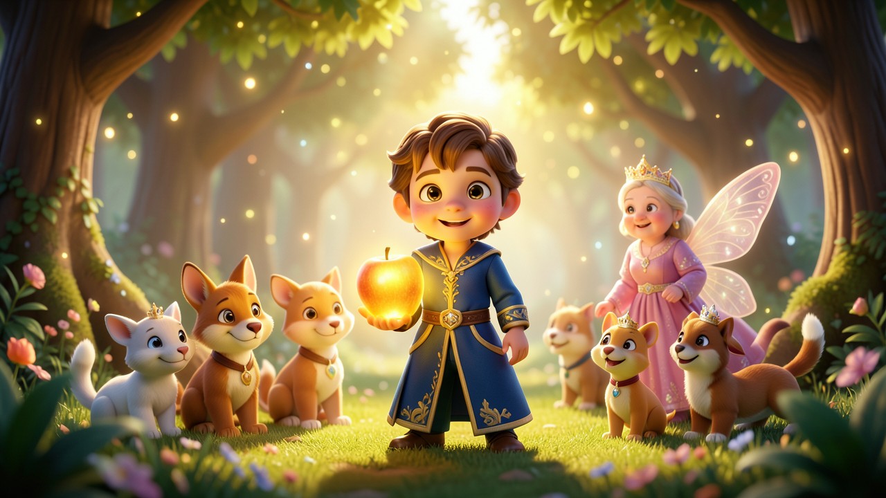 Märchen mit Prinzen und dem Geheimnis des goldenen Apfels