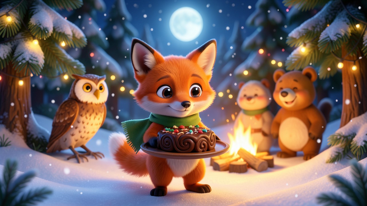 L'histoire de la bûche de Noël et le petit renard timide