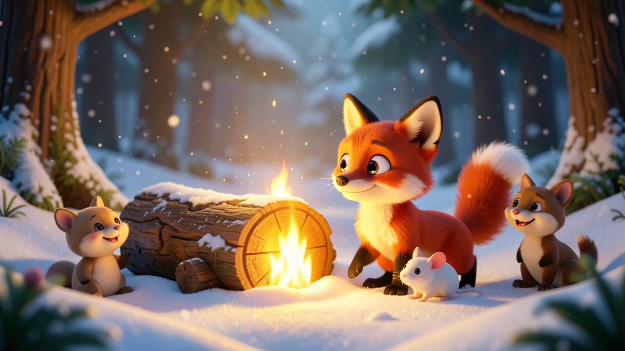 L'histoire de la bûche de Noël et le petit renard timide