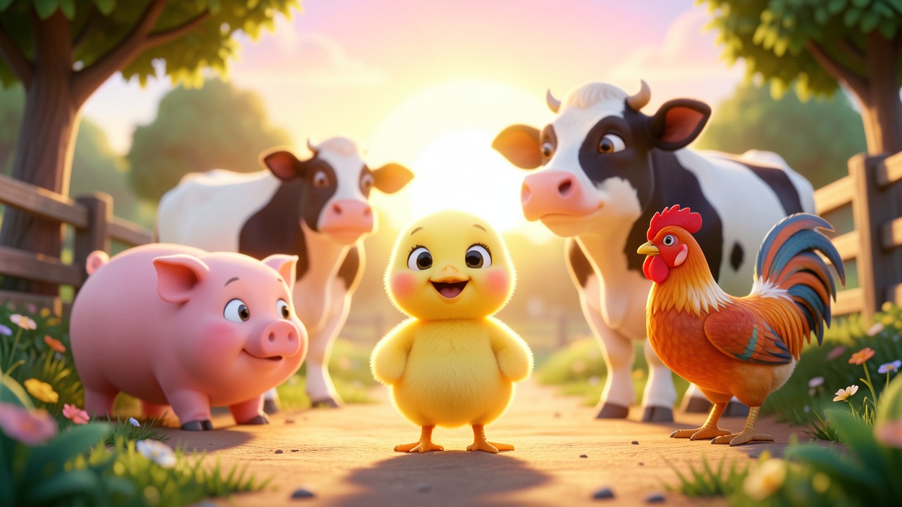 Cuentos cortos de animales de la granja: El pollito que no quería cantar