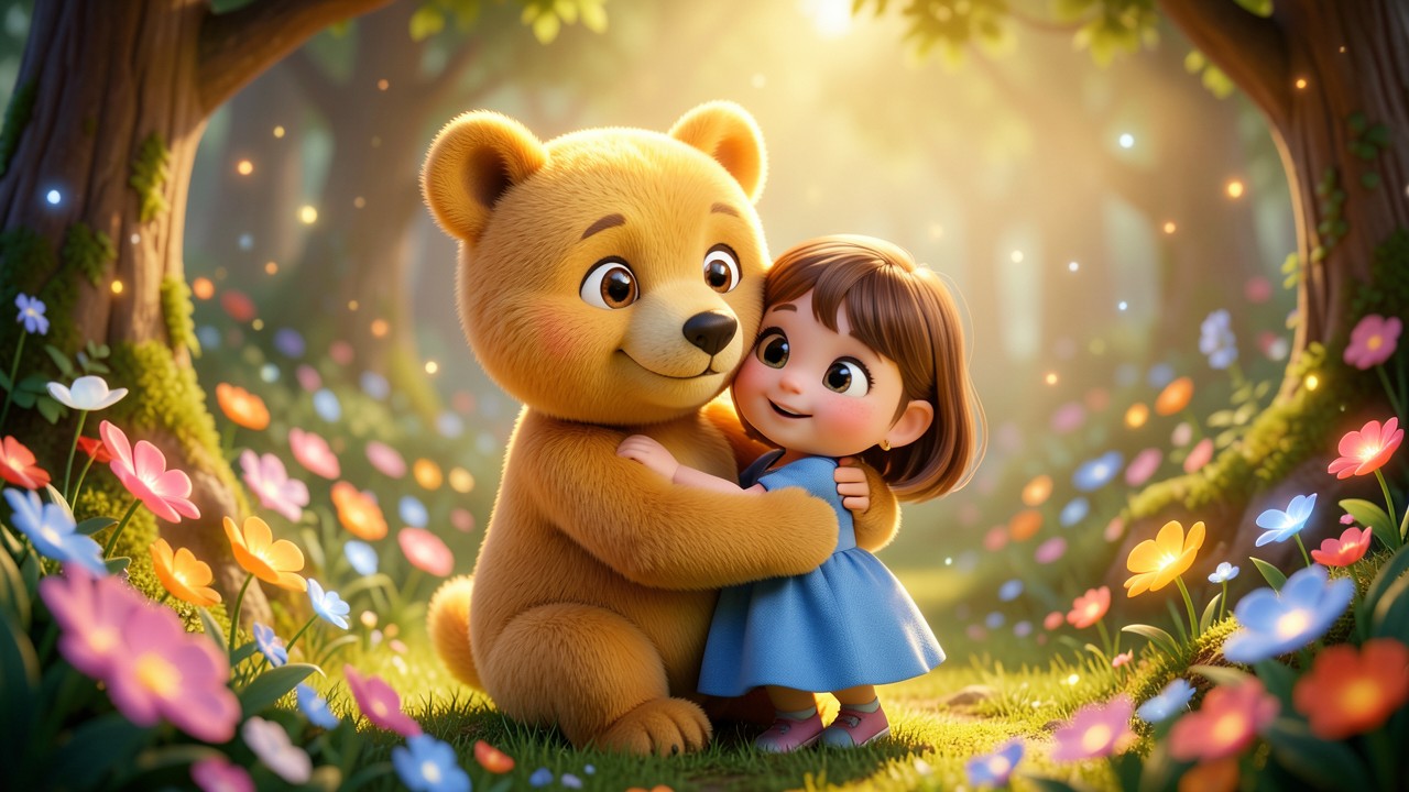 Historinhas infantil curta: O Abraço do Urso Amarelo