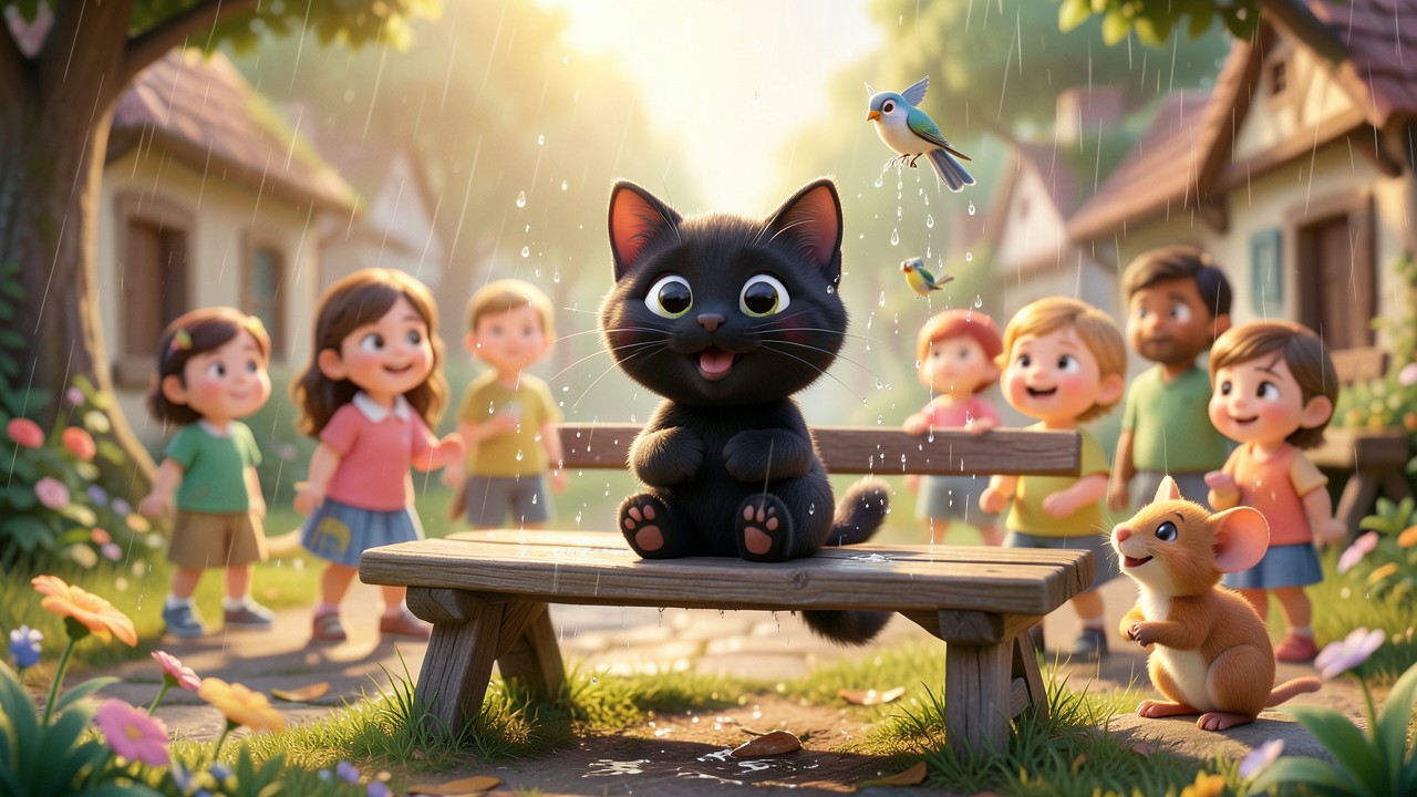 L'histoire à raconter du chat qui chantait sous la pluie