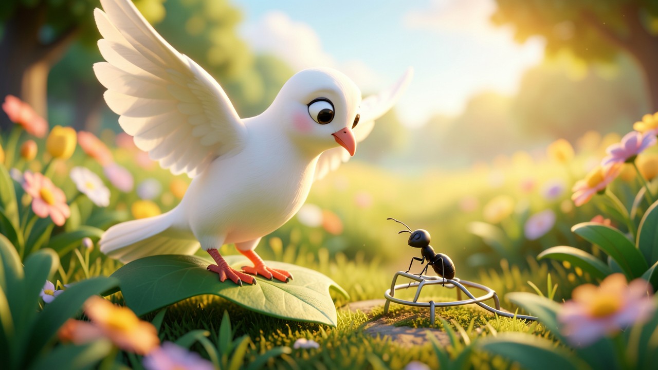 Cuento de la paloma y la hormiga: Una amistad entre cielo y tierra