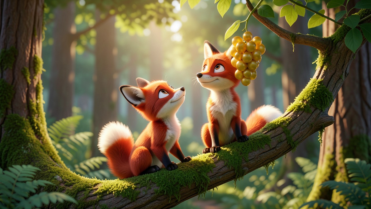 Kurze Fabel mit Lehre: Der kleine Fuchs und die goldene Traube
