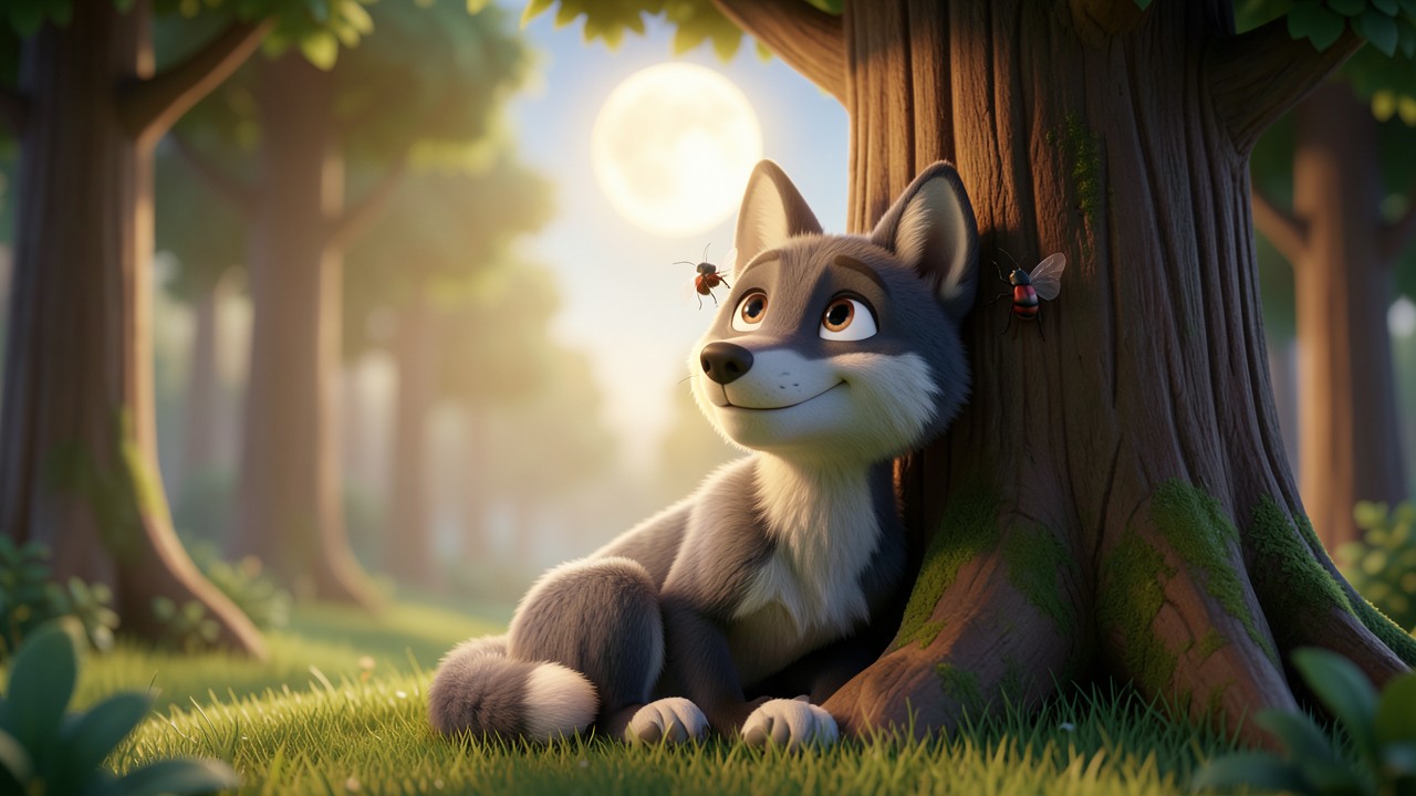 Märchen mit einem Wolf und dem fliegenden Käfer