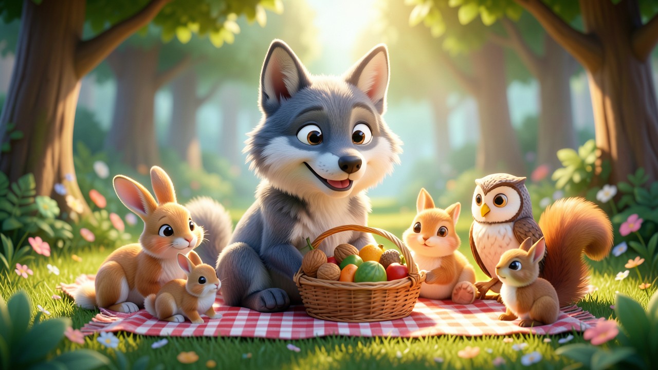 Historinha do Lobo Mau e o Piquenique de Nozes