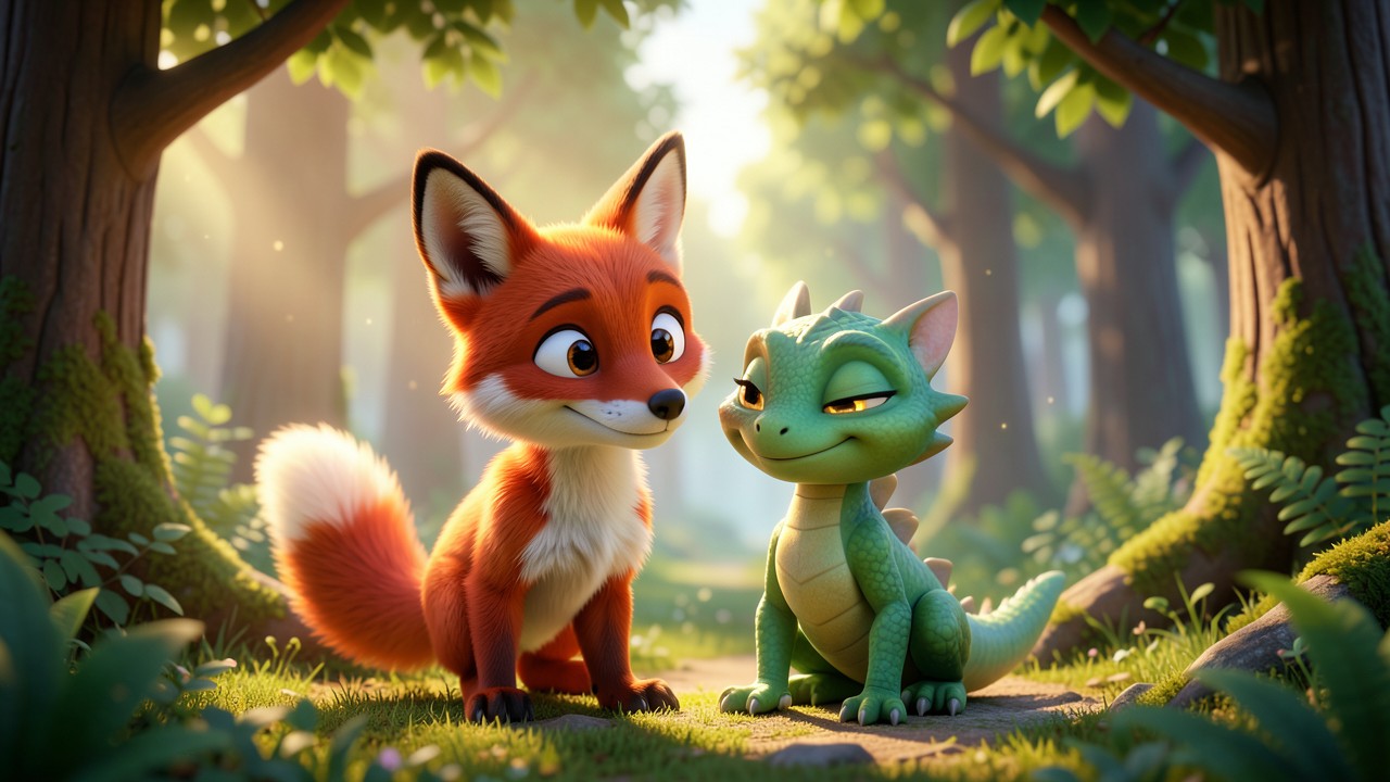 Ein märchen geschichte vom klugen Fuchs und dem schlafenden Drachen