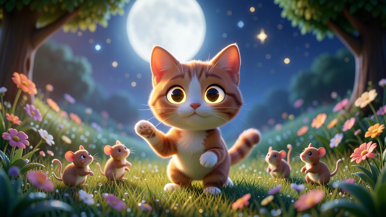 A Short Story of a Cat and the Moonlit Mice