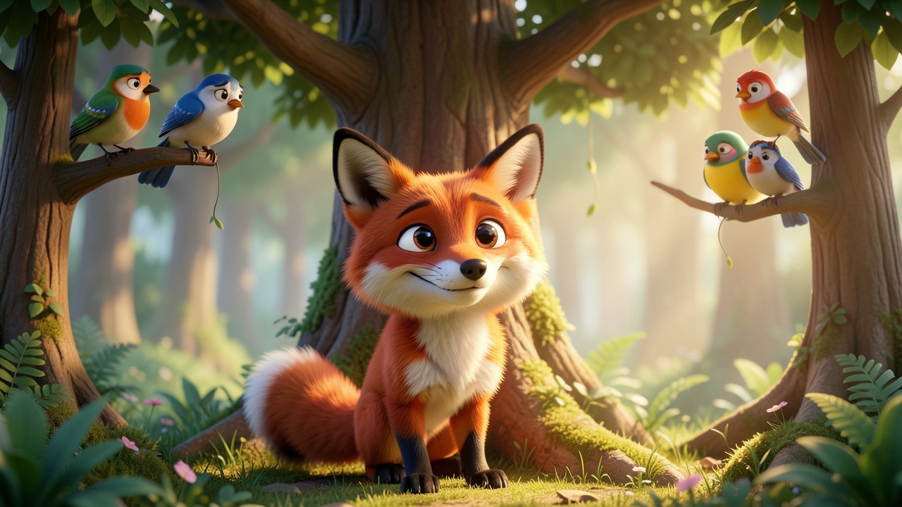 Kurze Fabeln mit Leher: Der Fuchs und die Vögel