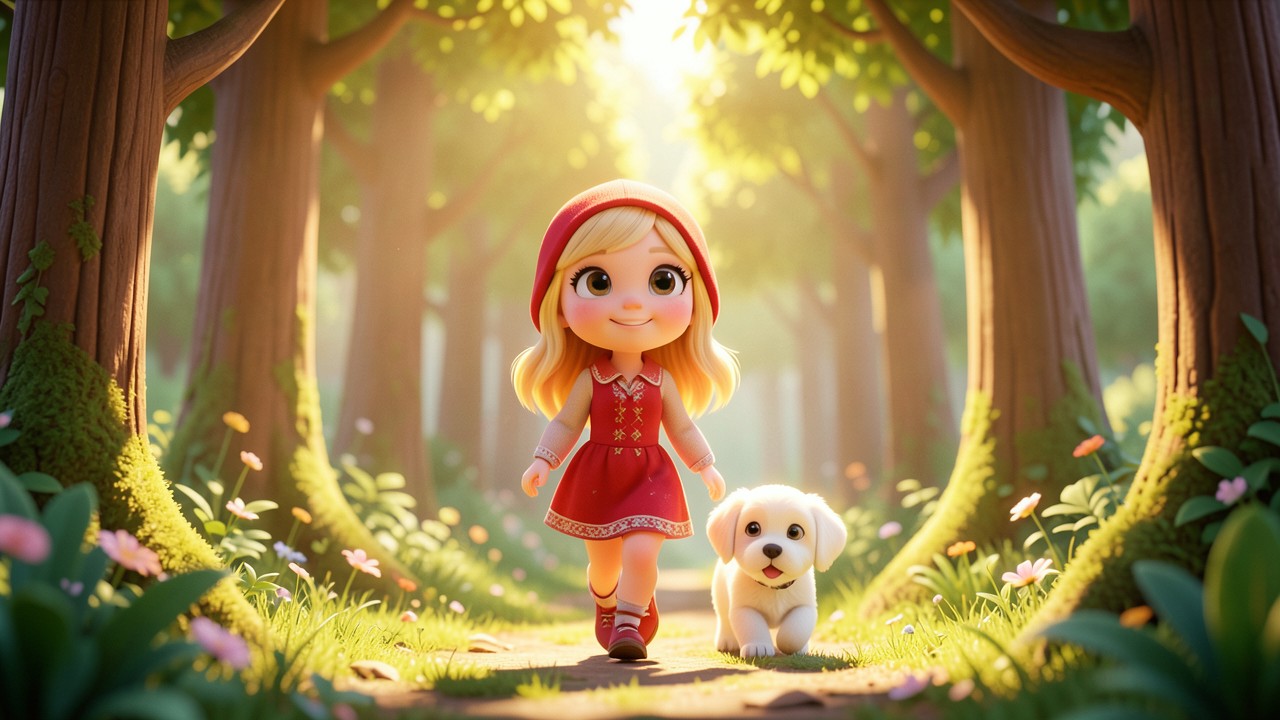 Cappuccetto Rosso la Fiaba: Una Bambina e il Cane Bianco
