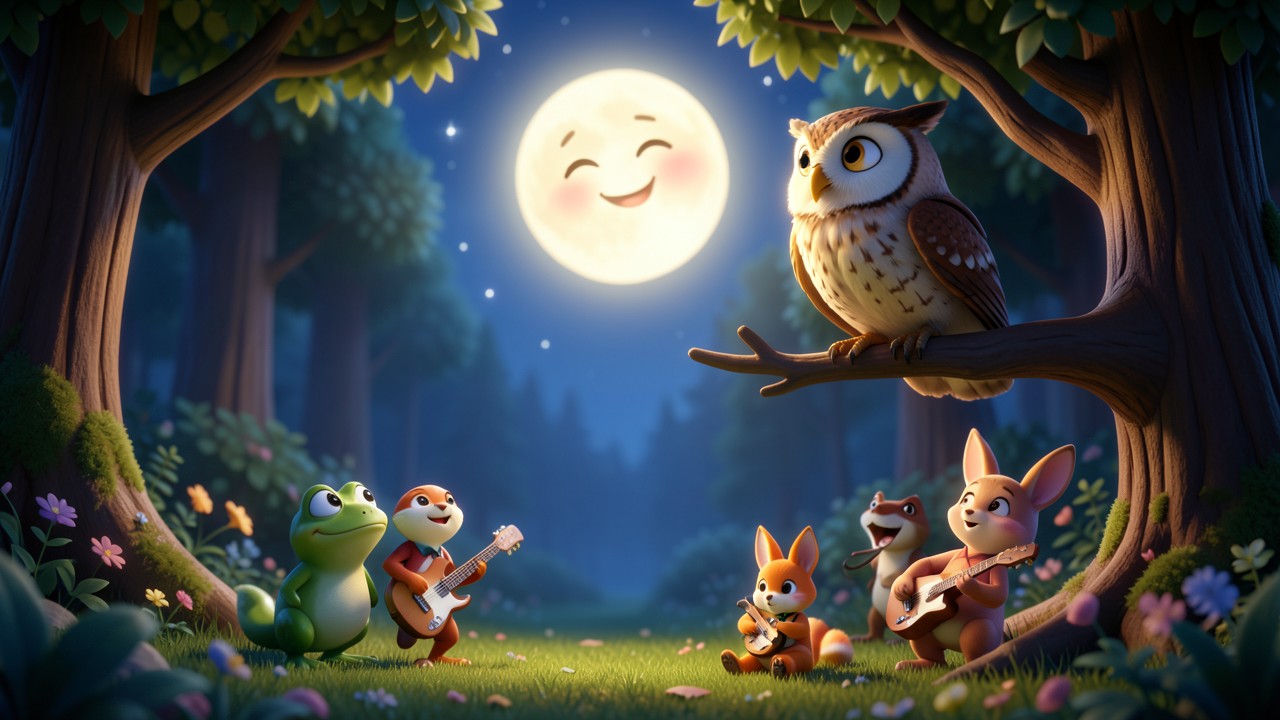 A historinha da coruja que ensinou a lua a cantar
