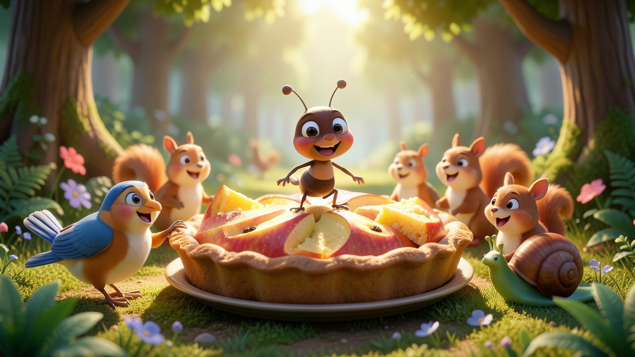 Cuento de la hormiga y el gran pastel de manzana