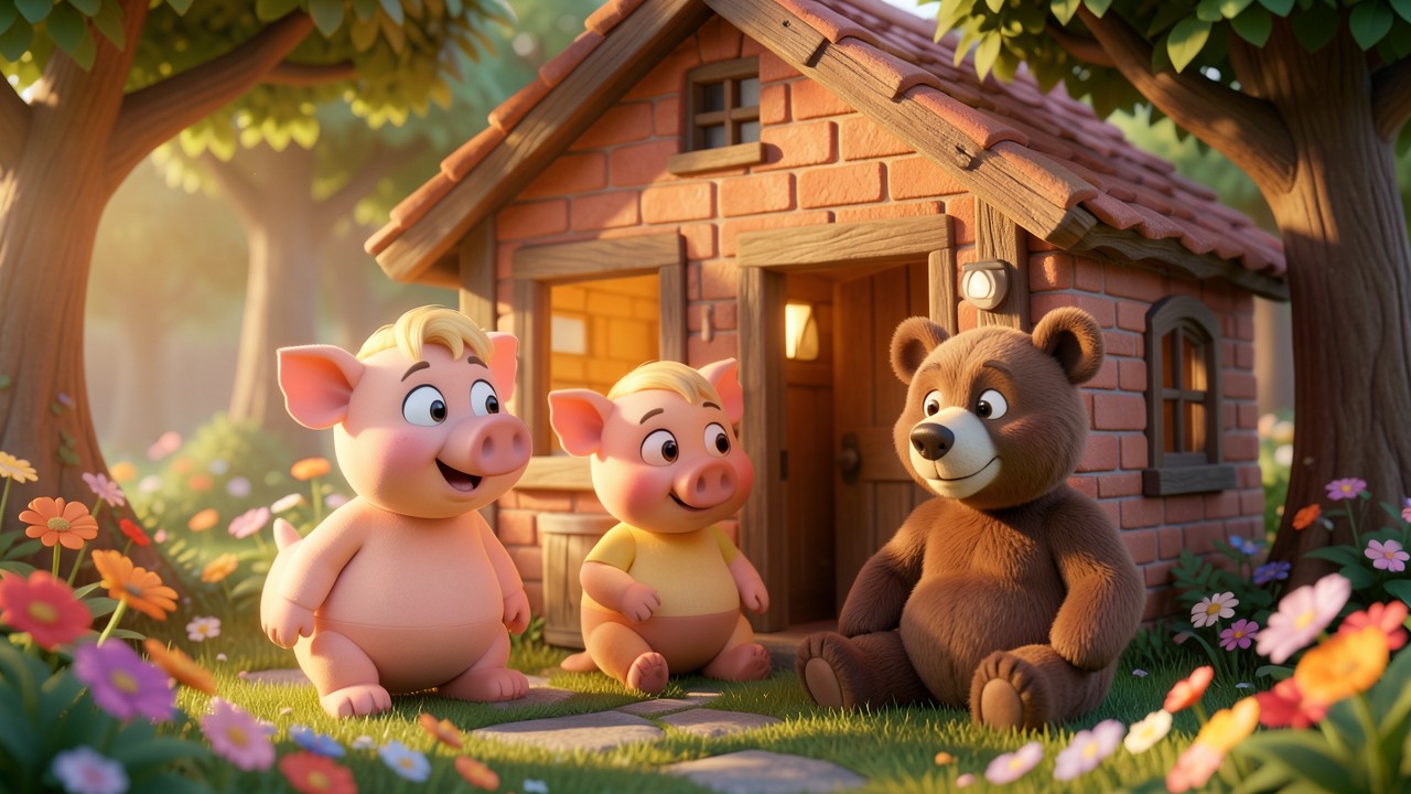 El cuento de los tres cerditos corto: La casa de paja y el gran oso