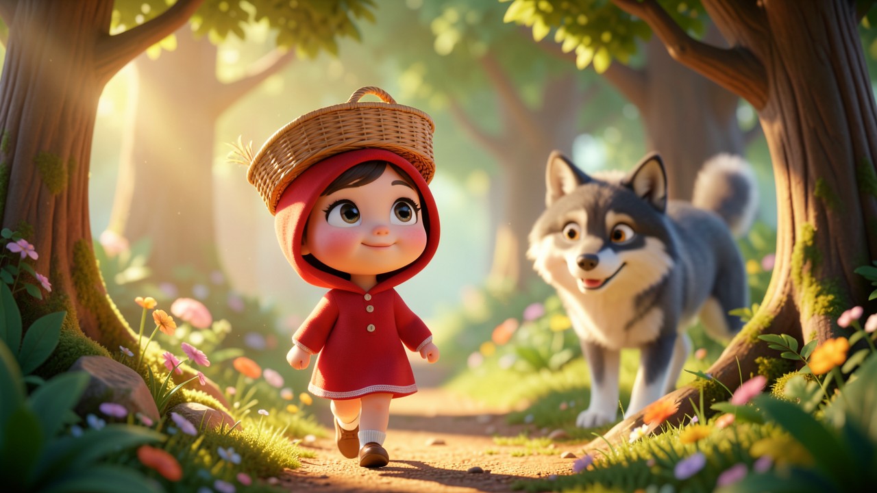 Cuento de la caperucita roja corto con imagenes: Una visita dulce