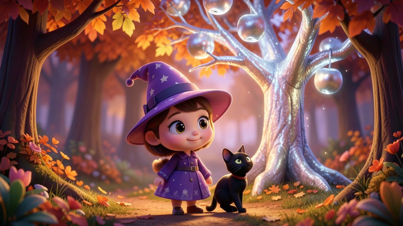 Histoire Halloween maternelle : La Petite Sorcière et les Pommes Magiques