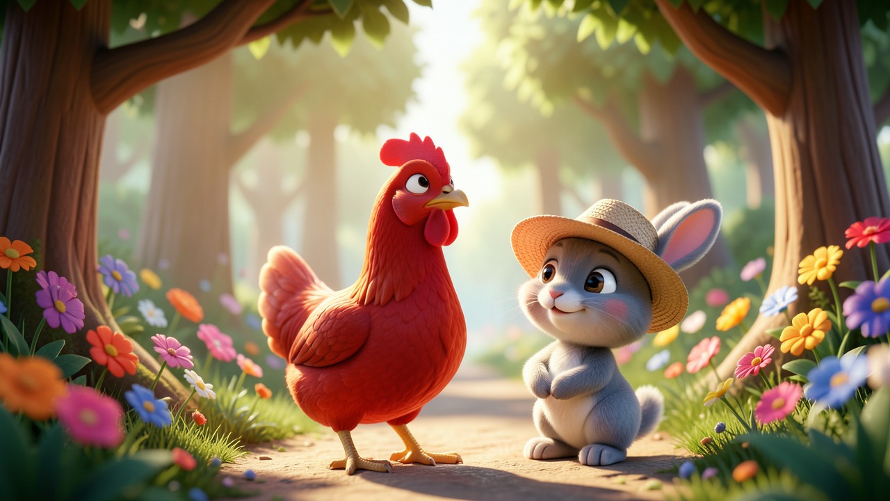 Cuento de la gallinita roja para leer: La gallinita que se perdió en el bosque