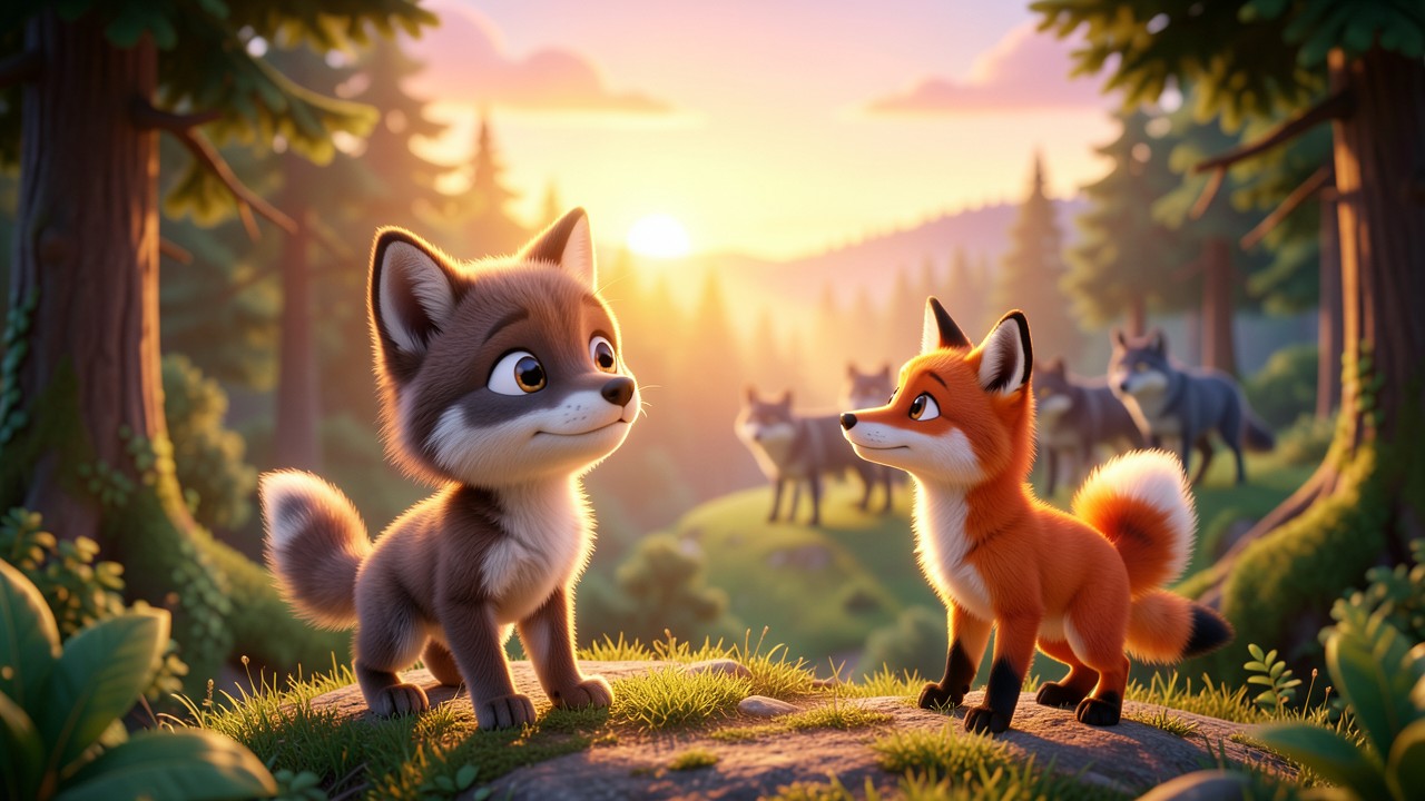 Fabel Beispiele: Der Fuchs und das kleine Wolfskind