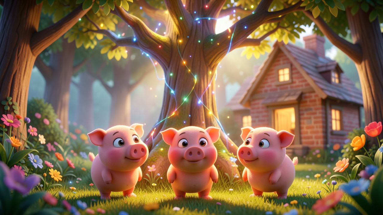Cuento de los tres cerditos y el gran árbol mágico