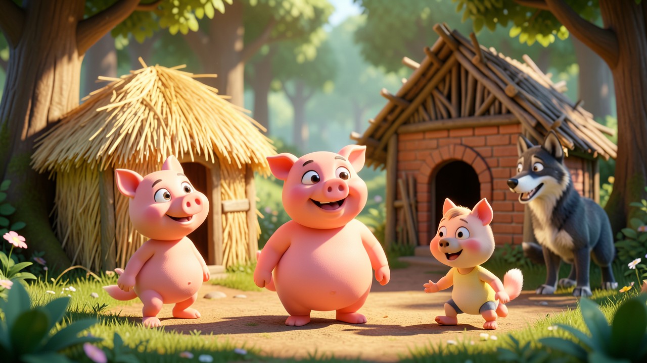 Cuento completo de los tres cerditos: Una casa de paja, una de palos y una de ladrillos