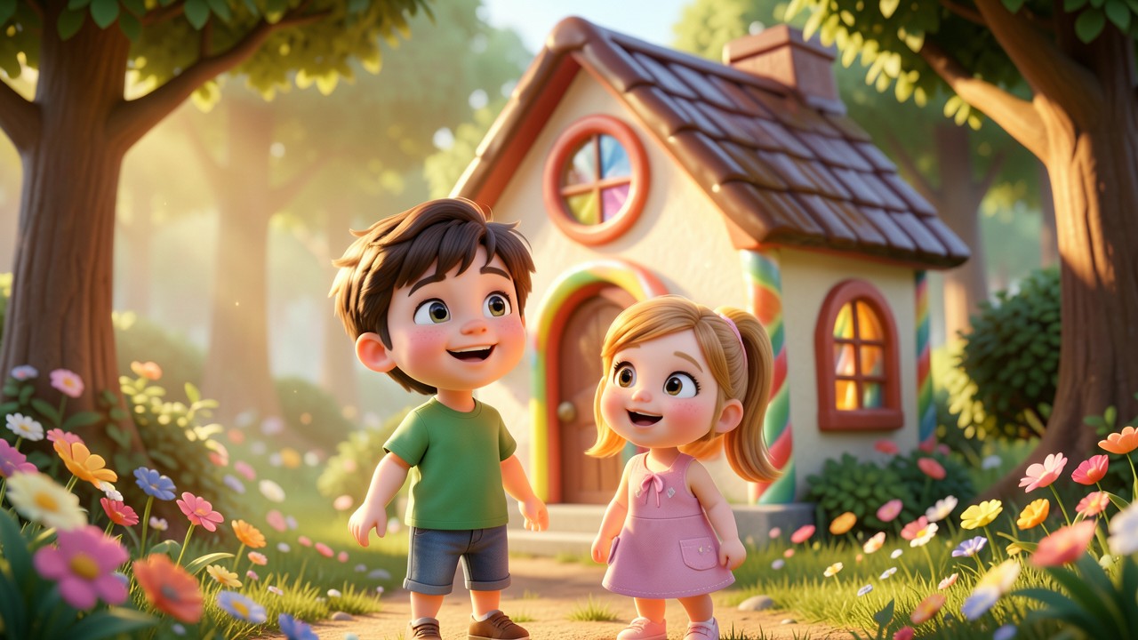 Cuento de Hansel y Gretel corto ilustrado: La casita de caramelos