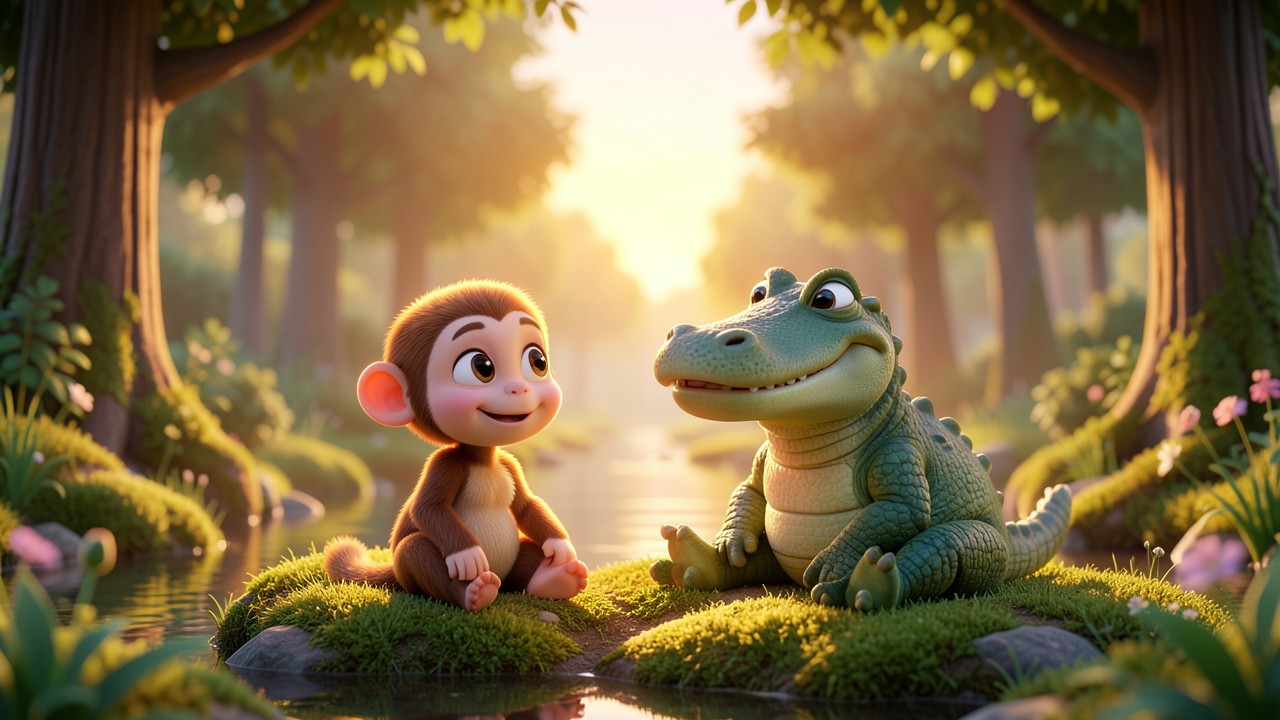 The Monkey and Crocodile Story: A River of Laughter