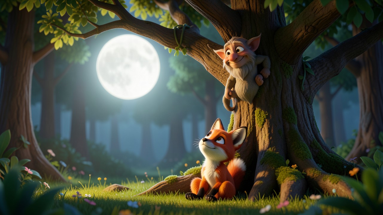Einschlaf geschichte mit dem Fuchs und dem Mond
