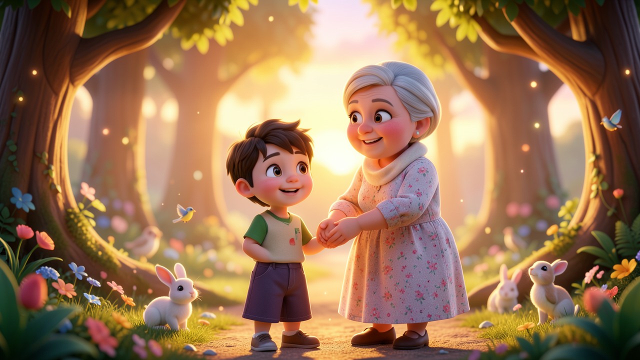 Cuentos en imágenes para niños que no saben leer: La abuela y el bosque mágico