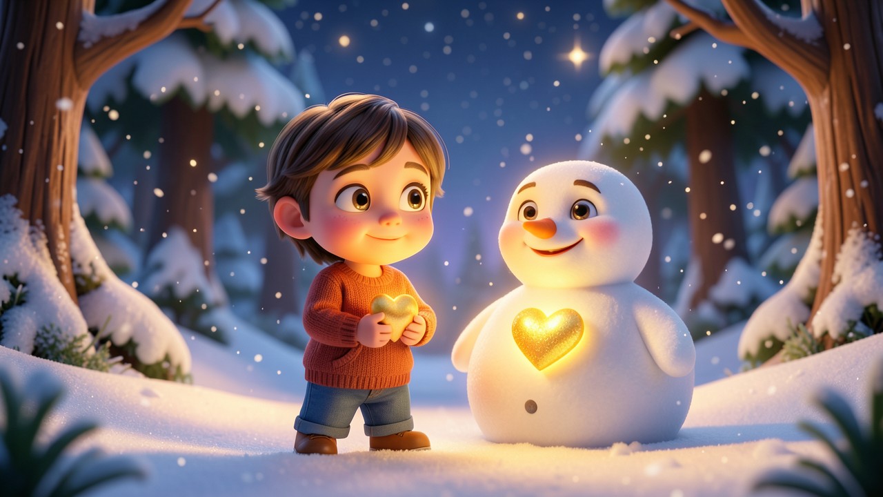Kurze Weihnachtsgeschichte vom Schneemann mit dem goldenen Herz