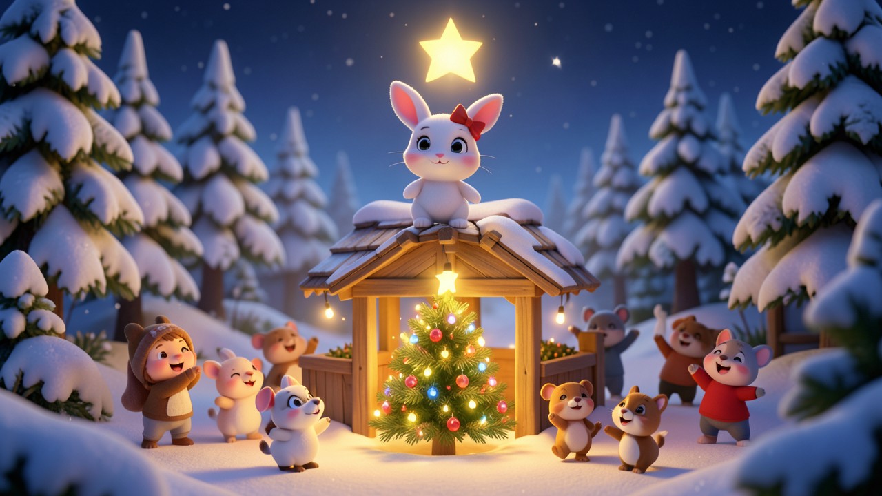 Cuento corto de navidad para niños de primer grado: La estrella que brilló en el bosque