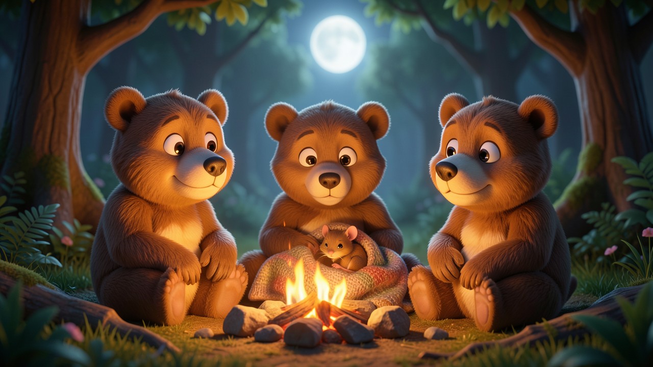 Three Bears Bedtime Story: The Tale of the Moonlit Porridge