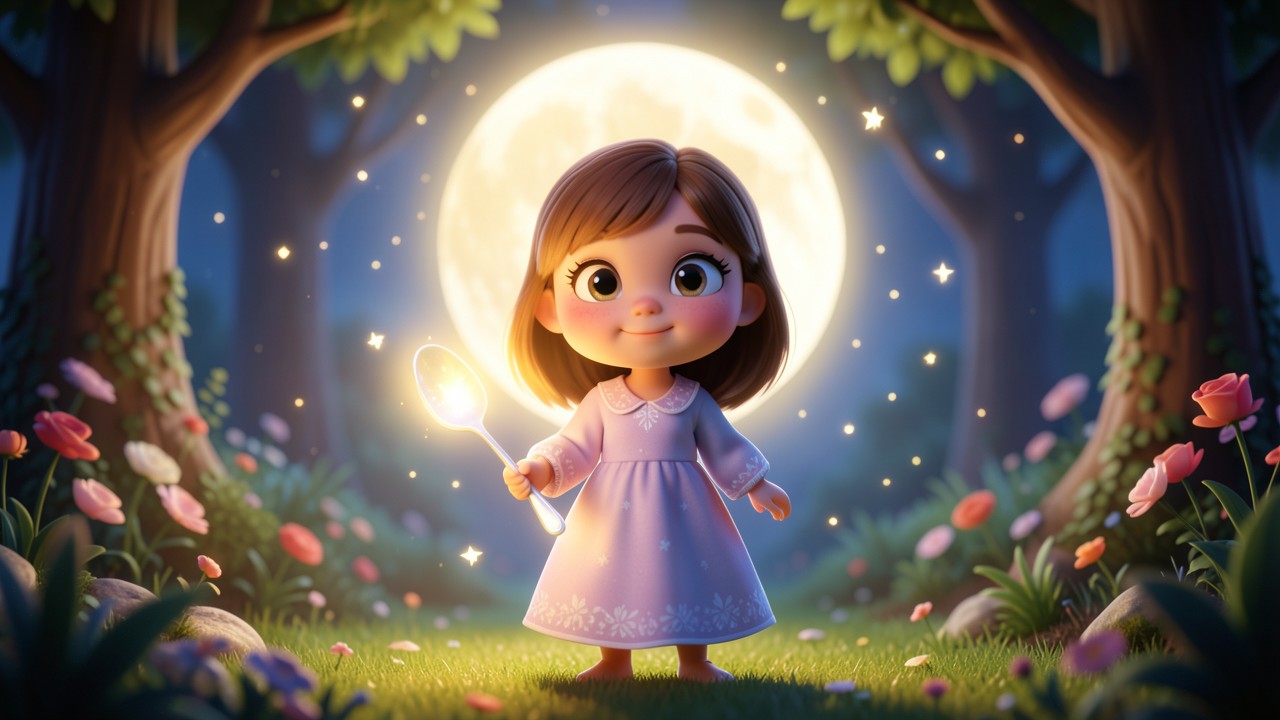 Storia della buonanotte per bambine: La luna e il cucchiaio di zucchero