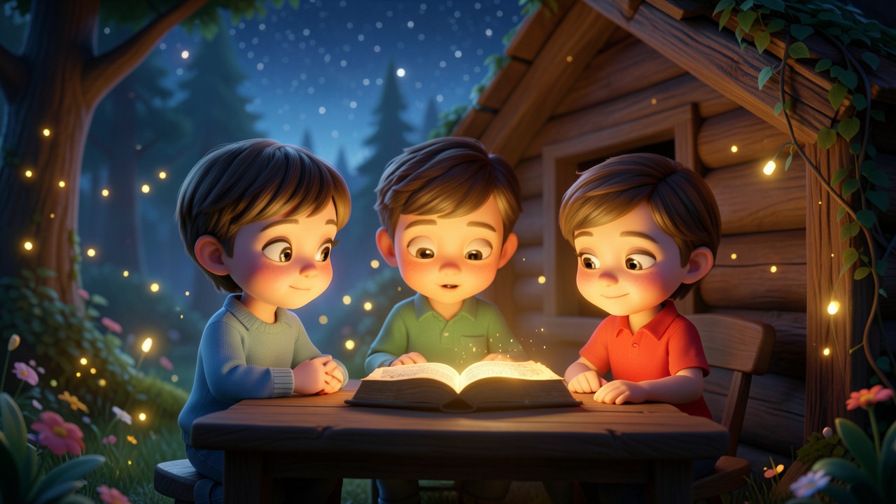 Lire une histoire le soir sous la lune