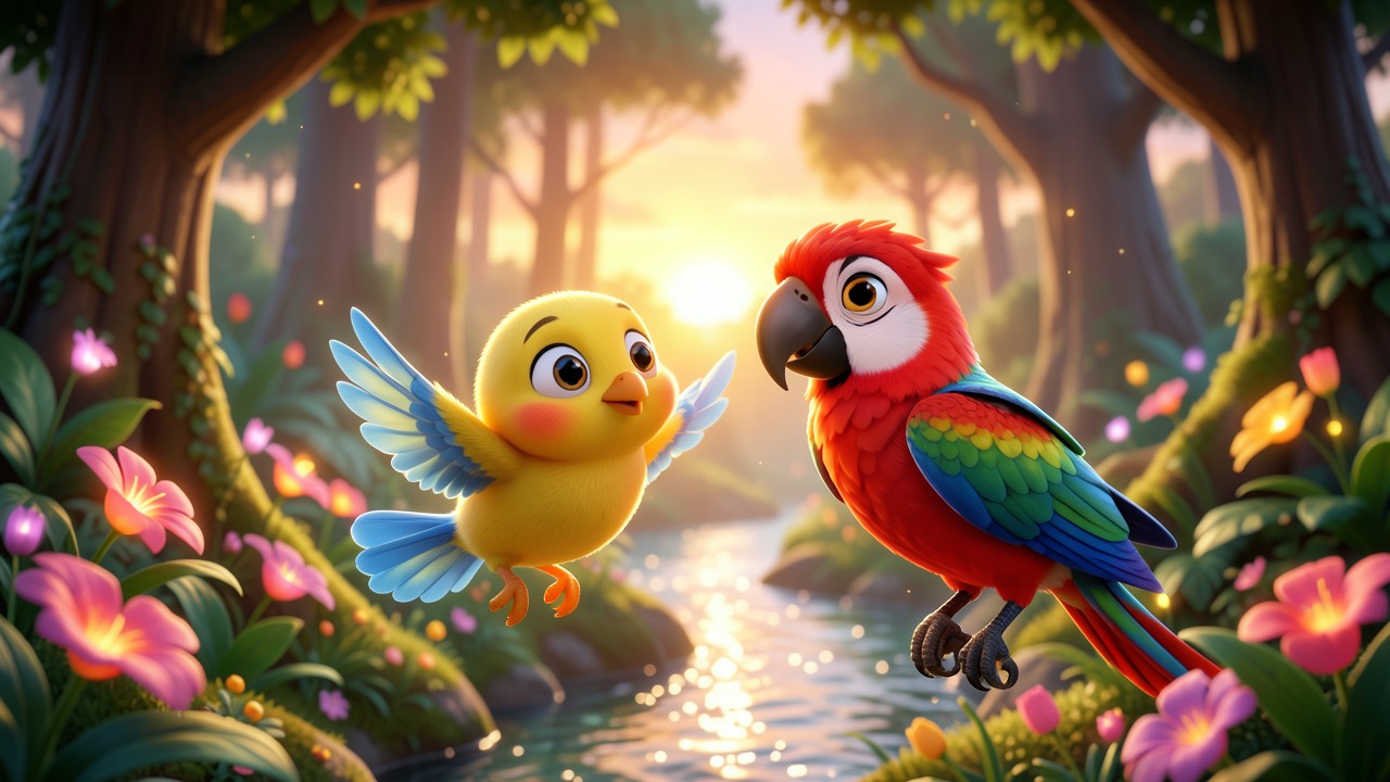 Cuentos de animales para leer: El loro y el pajarito perdido