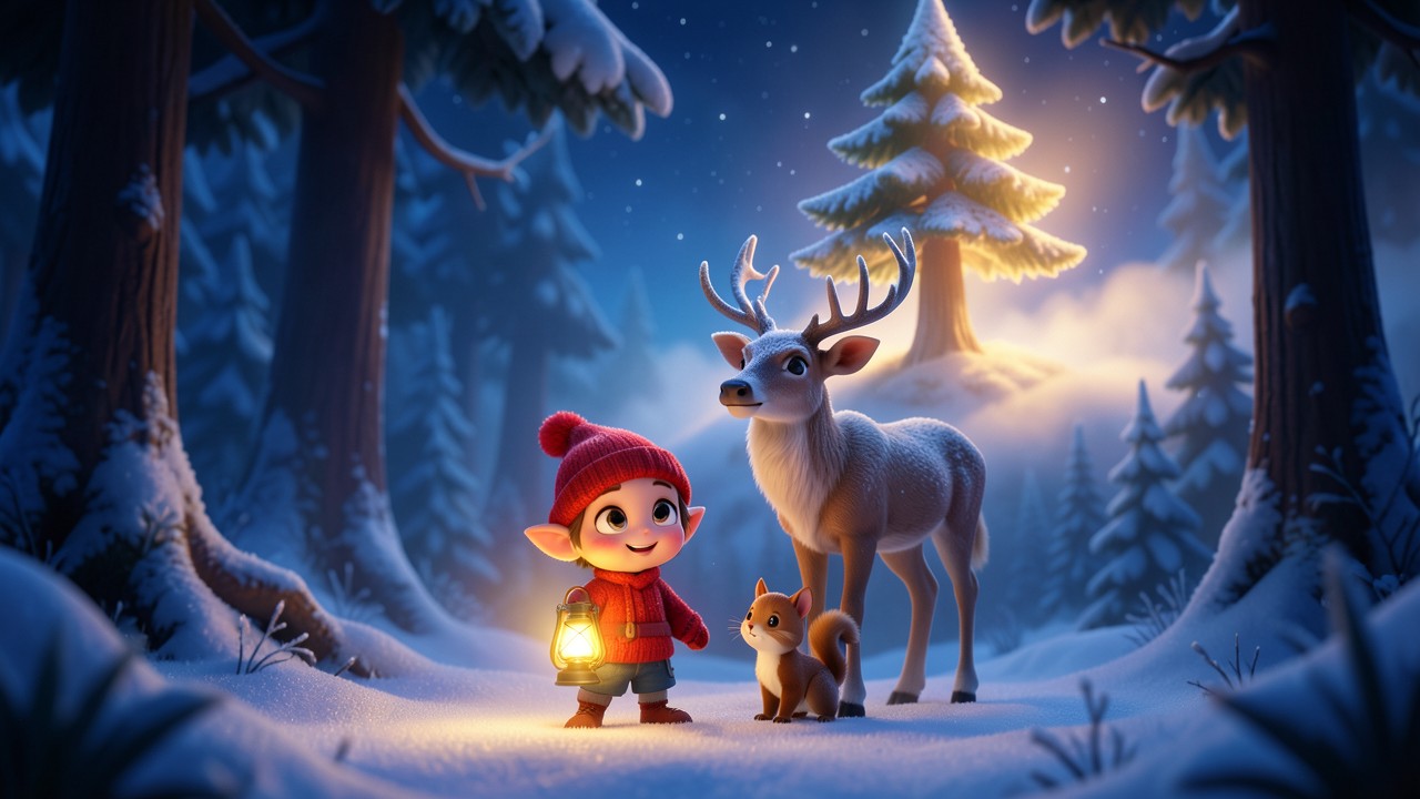 L'histoire du soir noël: Le Petit Lampion de la Forêt