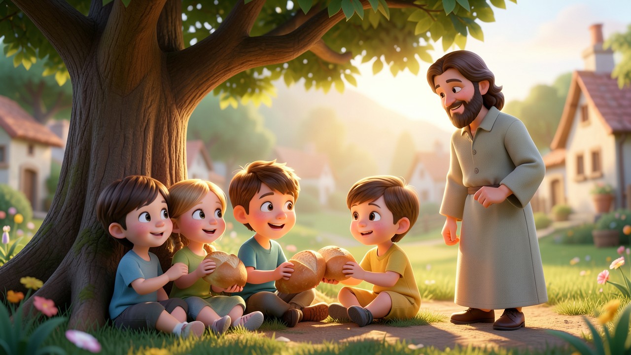 Historinhas de Jesus Infantil: O Menino que Compartilhou Seu Pão