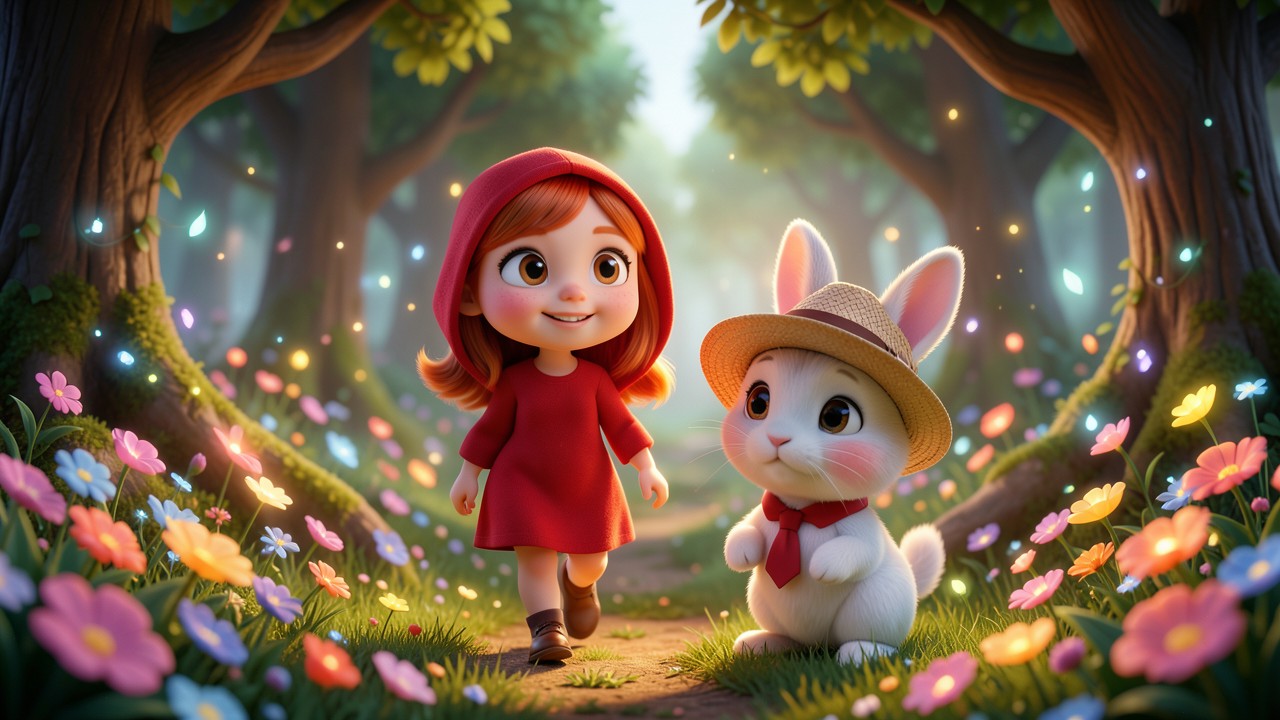 Cuentos infantiles cortos Caperucita Roja y el conejo mágico