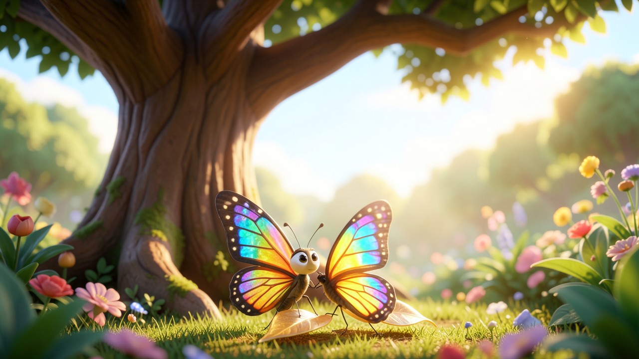 Moral für Fabeln: Der kleine Schmetterling und das Goldene Blatt