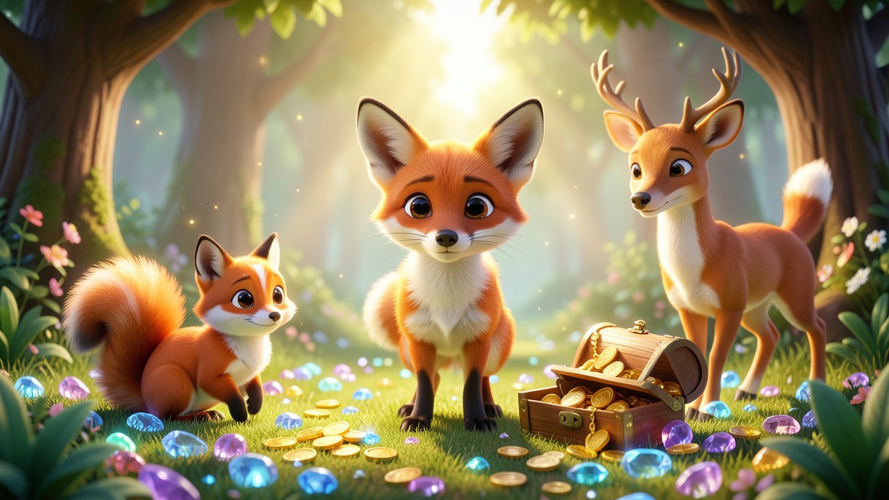 Märchen Tiere und der verlorene Schatz