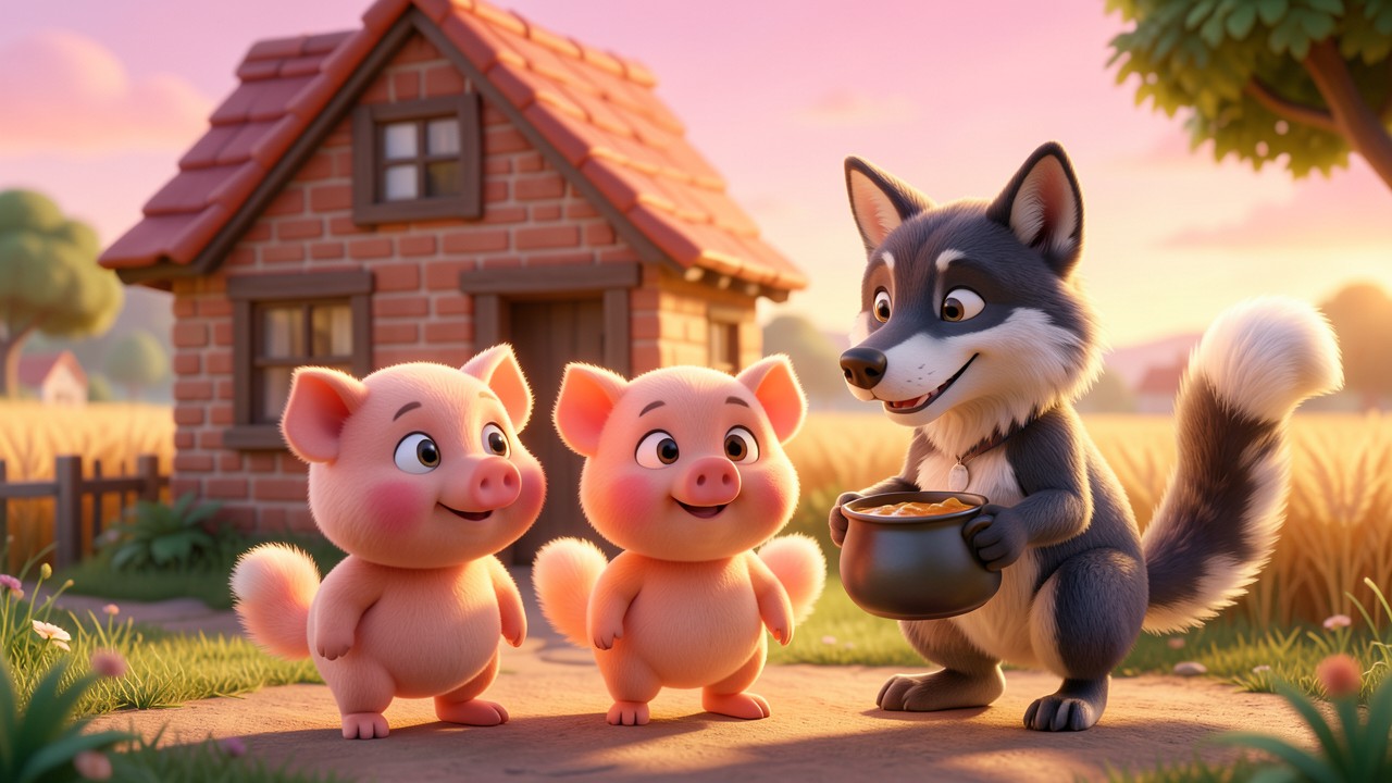 Three Pigs Fairy Tale: A Tale of Bricks and Brotherly Love