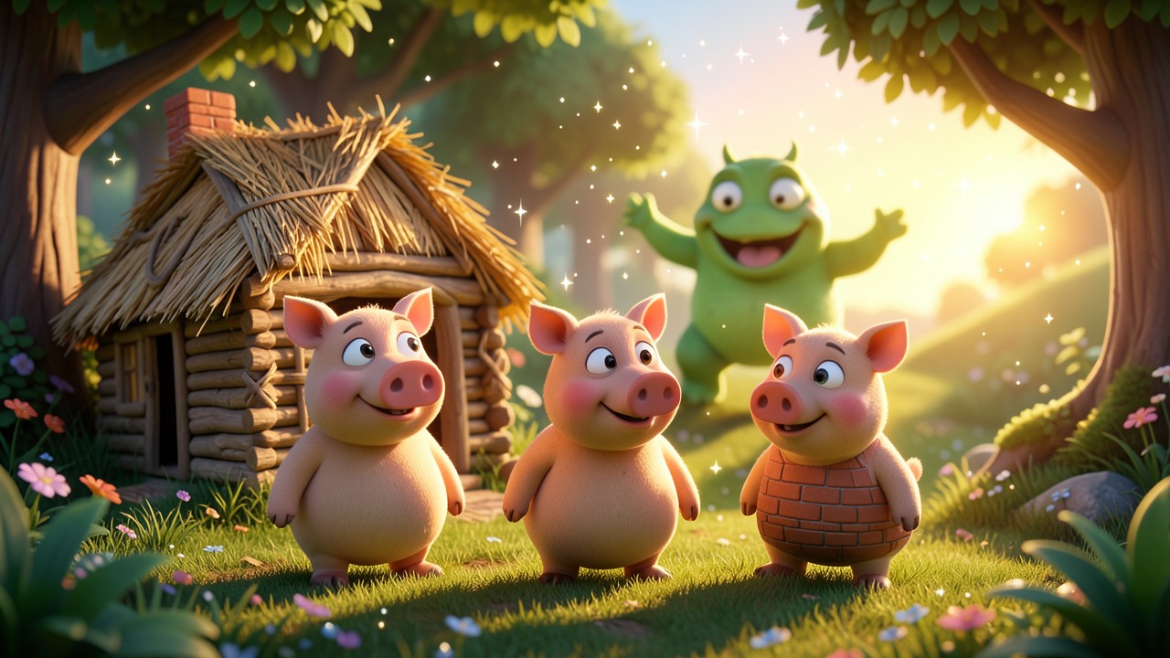 The Story of 3 Pigs and the Friendly Monster