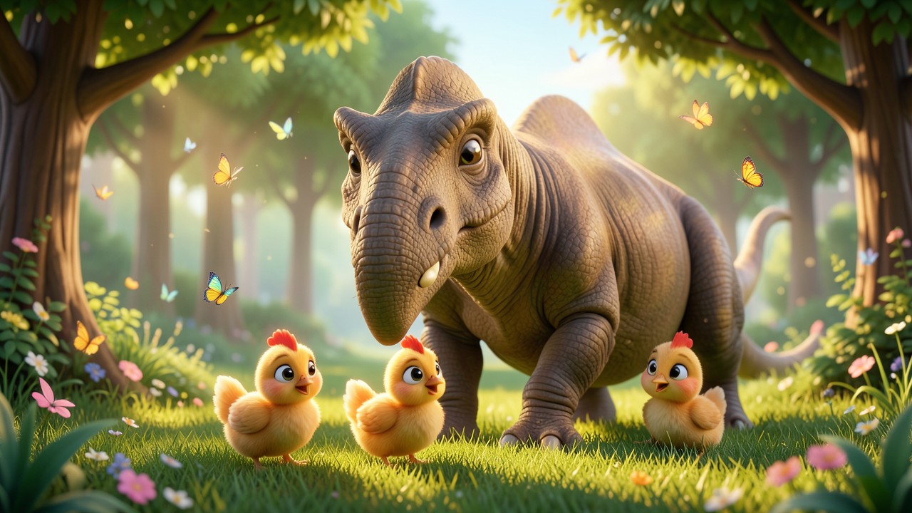 Dinosaur Tales: The Curious Chickens and the Friendly Brontosaurus